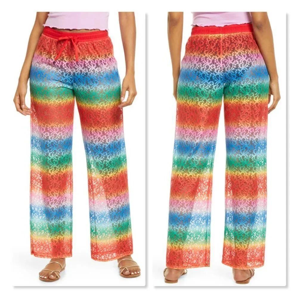 NEW! BP Nordstrom Lace Swim Coverup Pants - size XS in Rainbow Ombre